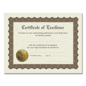 Great Papers! Ready-to-Use Certificates 11 x 8.5 Ivory/Brown Excellence 6/Pack 930600 - 1 of 3