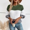 Women's Casual Trendy Loose Crew Neck Long Sleeve Colorblocked Ribbed Knit Sweater Top - 3 of 4