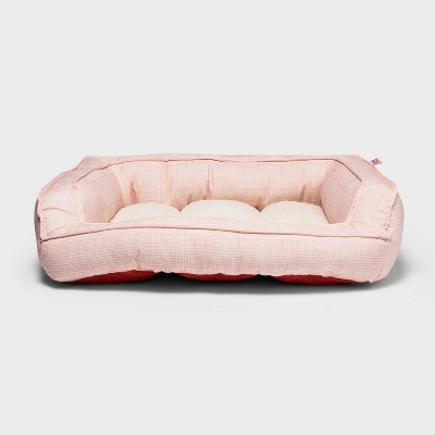 Blush Tweed Print Pillow Couch Dog Bed - L - Boots & Barkley™