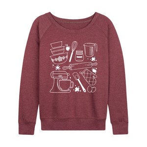 Women's - Instant Message - Baker & Chef Lightweight French Terry Wide Neck Long Sleeve Graphic Shirt - 1 of 4