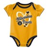 MLB Milwaukee Brewers Infant Girls' 3pk White Bodysuit - 3 of 4