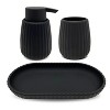 LunaLulinlk Soap Dish Rubberized Plastic Ribbed Accessory Tray, Black - 4 of 4