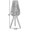 Vintiquewise Indoor and Outdoor Modern Natural Bamboo Decorative Lantern with Black Stand and Glass Candle Holder - 4 of 4