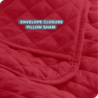 Full/Queen Red Diamond Stitched Microfiber Coverlet Set