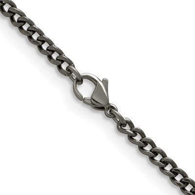 Black Bow Jewelry 3.5mm Dark Gray Titanium Classic Polished Curb Chain Necklace