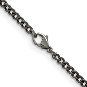 Black Bow Jewelry 3.5mm Dark Gray Titanium Classic Polished Curb Chain Necklace - 1 of 4