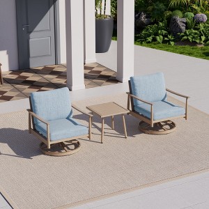HAPPATIO Patio Bistro Set Outdoor,3 Pieces Patio Aluminum Conversation Set, Swivel Chairs and Side Table for Garden Pool Lawn - 1 of 4