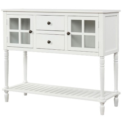 NicBex 42"Console Table with 2 Small Drawers and Glass Doors,Modern Entryway Table with Wood Frame for Hallway,Living Room