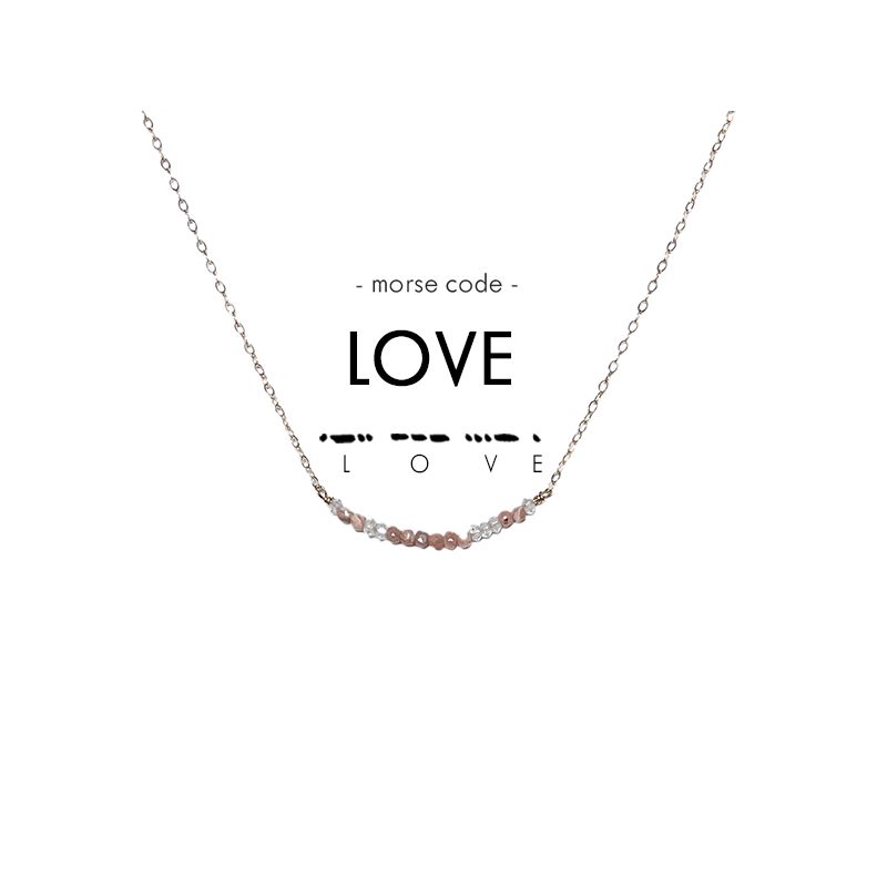 ETHIC GOODS Women's Dainty Stone Morse Code Necklace [LOVE], 1 of 7