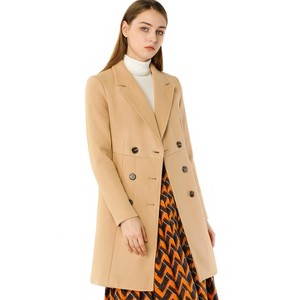 INSPIRE CHIC Women's Double Breasted Notched Lapel Winter Long Coat - 1 of 4