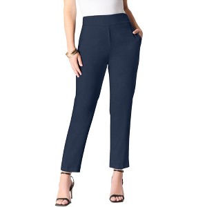 Roaman's Plus Size Bi-Stretch Straight Leg Ankle Pant - 1 of 3