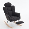 Accent Chairs Living Room,Accent Chairs With Arms,High Backrest And Pillows,Rocking Chair For Nursery,Rocking Chair Glider-Maison Boucle‎ - 4 of 4