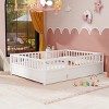 Canopy Floor Bed for Kids, Safe Montessori Bed with Guardrails, Four Poster Design Bed with Pine Wood Finish-Baofuwish - 2 of 4