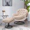 CAVINAS Velvet  Upholstered Accent Chair with Black Base and Ottoman,Modern Upholstered Chair and Ottoman Sets for Living Room - 2 of 4