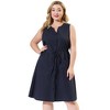 Agnes Orinda Women's Plus Size Elegant Tie Waist Sleeveless Drawstring Work A Line Dresses - 4 of 4