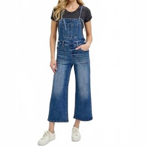 Women's Knotted Strap Denim Overalls - RISEN - 1 of 4