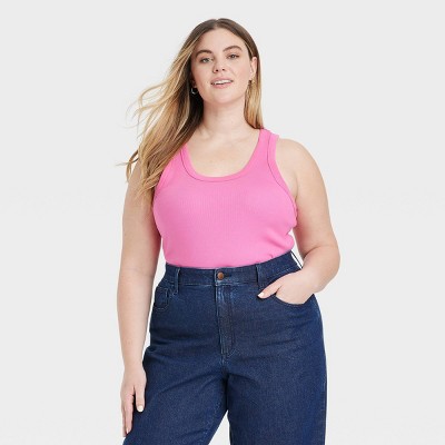 Women's 90s Ribbed Tank Top - Universal Thread™ Pink 3x : Target