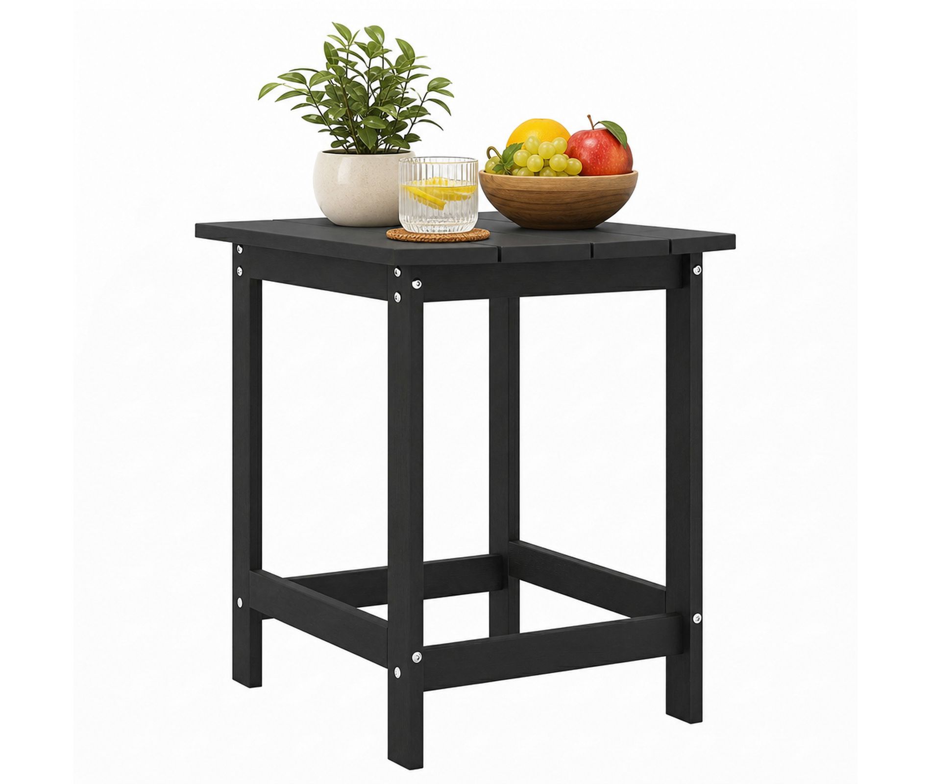 18-Inch Weather Resistant Outdoor Patio Coffee Table for Garden Yard and Deck, Black