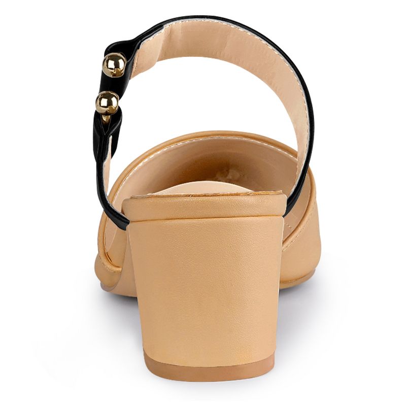 Allegra K Women's Buckle Strap Pointed Toe Chunky Heel Dress Mules Pumps, 3 of 7