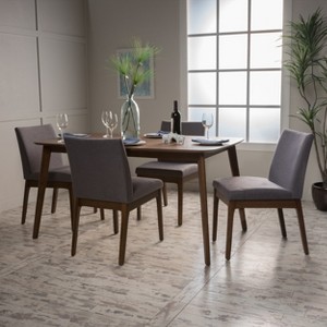 GDFStudio Tofolli 5 Pieces Mid Century Modern Upholstered Rubber Wood Dining Set - 1 of 4
