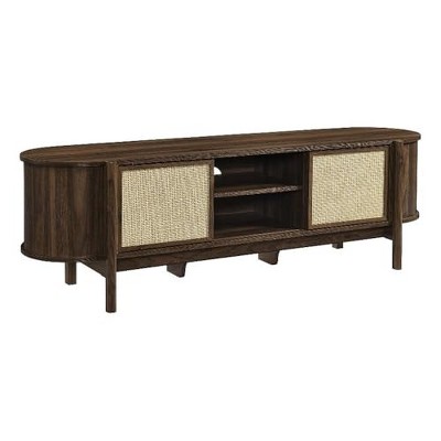Modway Reid 61 Inch TV Stand in Walnut - Mid-Century Modern Entertainment Center for Flat Screen TVs up to 68”