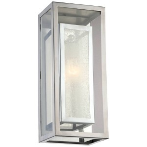 Possini Euro Design Double Box Modern Industrial Wall Light Sconce Chrome Hardwired 6 3/4" Fixture Clear Frosted Seedy Glass for Bedroom Home - 1 of 4