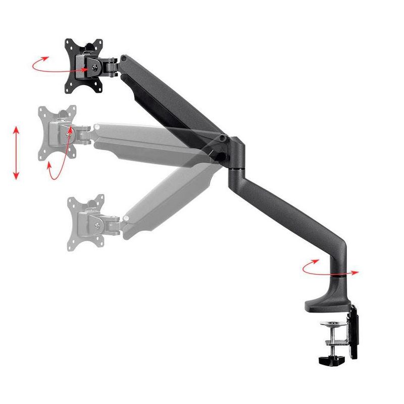 Monoprice Smooth Full Motion Single Monitor Adjustable Gas Spring Desk Mount - Black, Supports Up to 34 inch Monitors, 19.8 LBS Display Weight, 1 of 5