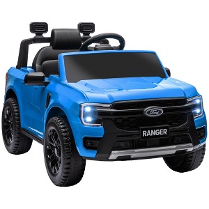 Qaba Ford Ranger Licensed 12V Kids Ride on Car, Kids Electric Car with Remote, Spring Suspension, Toy Storage, LED Headlights, Music Horn, Blue - 1 of 4