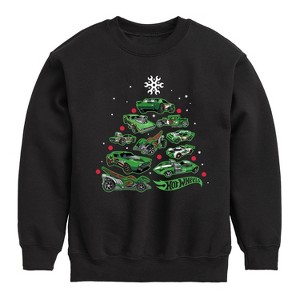 Boys' - Hot Wheels - Car Tree Graphic Long Sleeve Fleece Sweatshirt - 1 of 4
