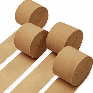 PartyWoo Crepe Paper Streamers Light Brown 4 Rolls 328 ft 1.8 in x 82 Ft Roll - 1 of 4