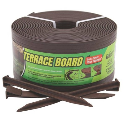 5" x 40' Terrace Board Lawn And Garden Edging With 10 stakes - Brown - Master Mark Plastics
