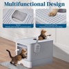 Phiestina Large Enclosed Cat Litter Box with Lid, Detachable Cat Toilet with Litter Scoop & Slide Out Tray, Front Entry Top Exit Door, Gray - 3 of 4