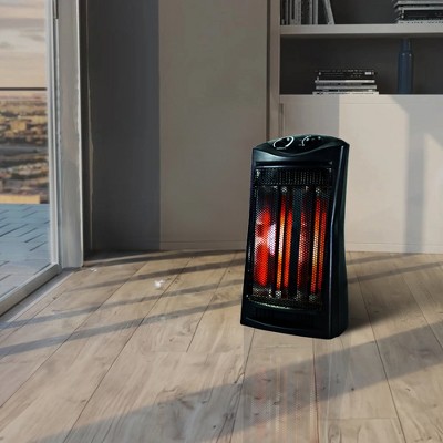 Geneva Black Quartz Infrared Electric Tower Heater with Thermostat