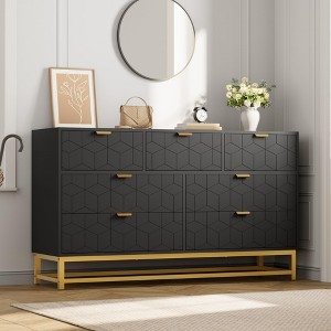 Dresser for Bedroom, 53.5" Wide Dresser Organizer, 7 Drawer with Golden Metal Handle and Legs - 1 of 4