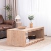 47.6" Rustic Rectangular Coffee Table with Beaded Edge and Open Shelf, Natural Wood Centerpiece for Living Room -3irtyhousy - 2 of 4