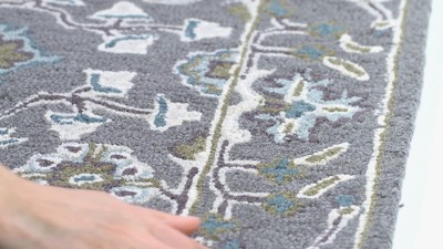 Handmade Gray Wool Tufted Floral Area Rug 2' x 3'