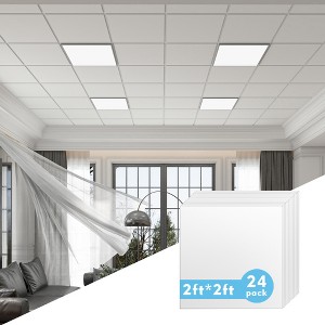 Smooth Drop Ceiling Tile - Fire-Rated, Waterproof, Reusable - Premium PVC, No Sag and Breakage, White - 1 of 4