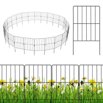Costway 25 Pcs Decorative Garden Fence Rustproof Folding Metal Wire Animal Barrier
