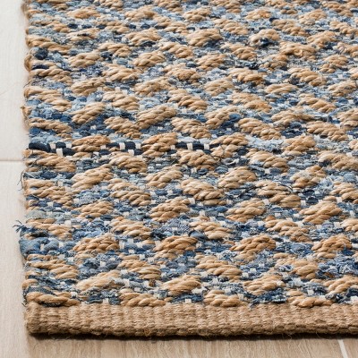 Cape Cod Blue and Natural Handwoven Jute Area Rug