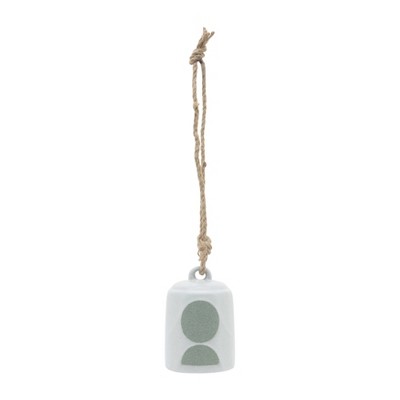 5" Ceramic Hanging Bell Circles White/Green - Sagebrook Home