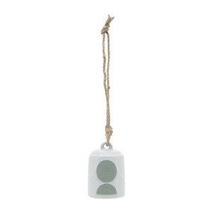 5" Ceramic Hanging Bell Circles White/Green - Sagebrook Home - 1 of 4