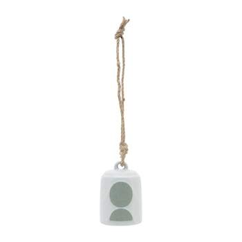 5" Ceramic Hanging Bell Circles White/Green - Sagebrook Home