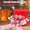 Aoibox Velvet Christmas Tree Topper Hat Candy Cane Peppermint Bows Red Ribbon Ornament 13 Inch Ribbon 8 Inch Tall 1 Piece Holiday Decor - 4 of 4