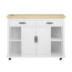 OUTSUPPLY Kitchen Island with Extendable Table, 2 Drawers 2 Cabinets Internal Storage, Mobile Cart with Locking Wheels for Small Spaces - 1 of 4