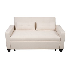 NicBex Convertible Sleeper Chair,Wild Style Pull-out Sofa Bed with 2 Lumbar Pillows,Couches with Solid Wood Frame for Living Room,Beige - 1 of 4