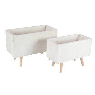 Set of 2 Rectangular Planters with Wooden Legs - Olivia & May