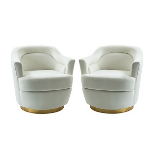 Set of 2 Cornelius Swivel barrel Chair with Metal Base| ART OF LIVING DESIGNS - 1 of 4