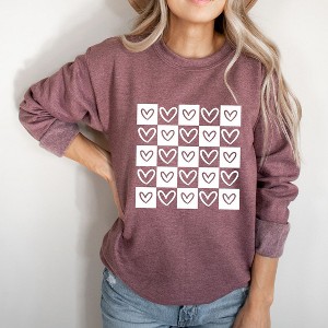 Simply Sage Market Women's Graphic Sweatshirt Heart Checkerboard - 1 of 4