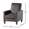 GDFStudio Theresa Contemporary Upholstered Pushback Recliner with Tapered Legs and Piped Edges - 3 of 4