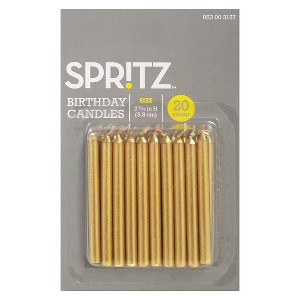 20ct Birthday Candle Gold - Spritz™: Wax Cake Candles, 2.31" Height, 20 Pieces - 1 of 1